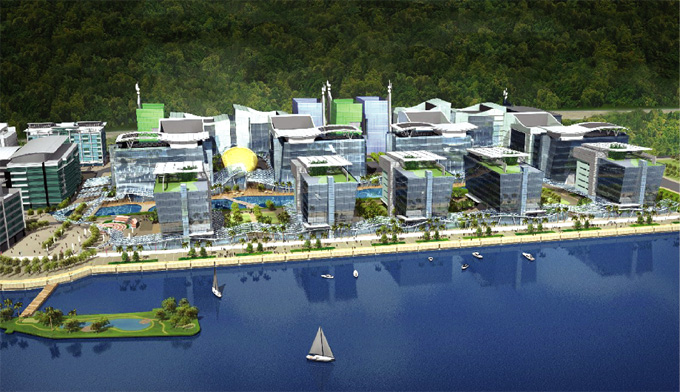  前 臨 吐 露 港 的 香 港 科 技 園 ， 第 一 期 已 在 二 零 零 四 年 竣 工 ， 第 二 期 預 計 於 二 零 零 七 年 完 成 。 