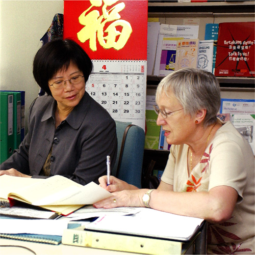 Volunteers at the Community Advice Bureau offer assistance to new arrivals.