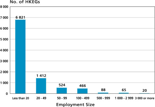 Number of Hong Kong Enterprise Groups (HKEGs) with Inward Direct Investment by Employment Size in mid-2004